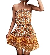 HUANKD Women''s Bodycon Dresses Fashion Bohemian Style Printed Casual Halter Neck Long Dress Summe...