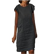 HUANKD Women''s Dresses 2023 Party Dresses Casual Office Lady Short Sleeved A-Line Dress Maternity...