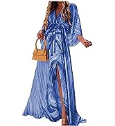HUANKD Women''s Fall Dresses 2023 V Neck Single Breasted High Waist Sexy Casual Dress Maternity Ha...