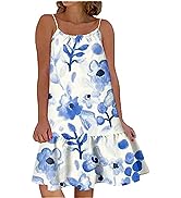 HUANKD Women''s Fairy Costume Flower Printing Cake Dress Casual Beach Commuting Dresses Maternity ...