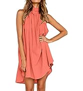 HUANKD Dresses That Hide Belly Fat, Women''s Fashion Leisure Printed Pleated Middle Waist Loose Sl...