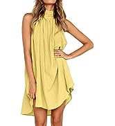 HUANKD Dresses That Hide Belly Fat, Women''s Fashion Leisure Printed Pleated Middle Waist Loose Sl...