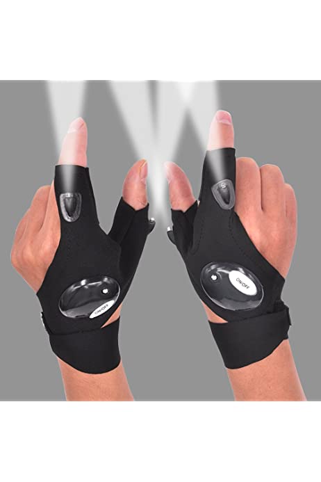LED Flashlight Gloves Gifts for Men Stocking Stuffers Christmas Birthday for Dad Husband Him Unique Cool Gadgets Tools for Men Camping Repairing Night Running Fishing