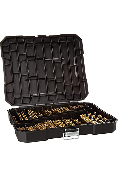 230 Pieces Titanium Twist Drill Bit Set, 135° Tip High Speed Steel, Size from 3/64" up to 1/2", Ideal Drilling in Wood/Cast Iron/Aluminum Alloy/Plastic/Fiberglass, with Hard Storage