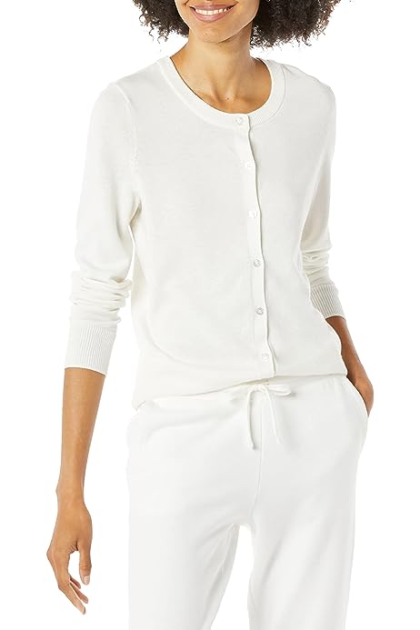 Women's Lightweight Crewneck Cardigan Sweater (Available in Plus Size)