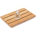 PELYN Bamboo Bath Mat Bamboo Wood Bathroom Shower Floor Mat for Inside or Outside (15.8 x 10.2 Inches)
