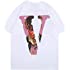 Arnodefrance V Letter T-Shirt Short Sleeve Shirt Cotton Crewneck Tee Shirt