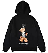 Arnodefrance Men Teddy Bear Hoodies Skeleton Graphic Printing Hoodie Cotton Letter Sweatshirts Co...