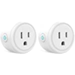 Smart Mini Smart Plug, WiFi Outlet Socket Compatible with Alexa and Google Home, Remote Control with Timer Function, Only Supports 2.4GHz Network, No Hub Required, ETL FCC Listed (2 Pack), White,