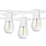 SUNTHIN Outdoor White String Lights, 48ft Patio String Lights White Cord with 16 1W Shatterproof LED Bulbs for Garden, Backyard, Porch, Cafe, Deck, Camping, Wedding, Party, Gathering