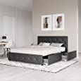 DHP Dakota Upholstered Faux Leather Platform Bed with Storage Drawers - Full Size (Black)