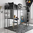 DHP Abode Twin Size Metal, Silver Loft Bed