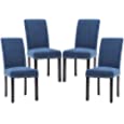LSSPAID Dining Chairs, Fabric Padded Dining Room Chairs, Nail Head Trim Dining Chair, Blue, Set of 4