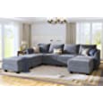 HONBAY Modular Sectional Sofa U Shaped Couch Reversible Sofa Couch with Storage Seat, Bluish Grey