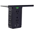 Socket Wall Shelf-CFMASTER 10 Port Surge Protector Wall Outlet, 8 Electrical Outlet Extenders and 2 USB Ports 2.4A, with Removable Built-In Shelf, FCC Listed (1, Black)