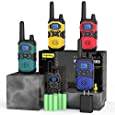 Rechargeable Walkie Talkies 4 Pack Long Range Walkie Talkies for Adults - Long Distance 2 Way Radios Walkie Talkies with Earpiece and Mic Set NOAA USB Charger 4500mAh Super Power Battery Pouch Lanyard