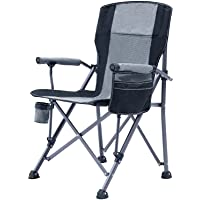 Outdoor Folding Camping Chair, Lightweight Portable High Chair, Heavy Duty Support 330 lbs, High Back Padded Lawn Chair with 