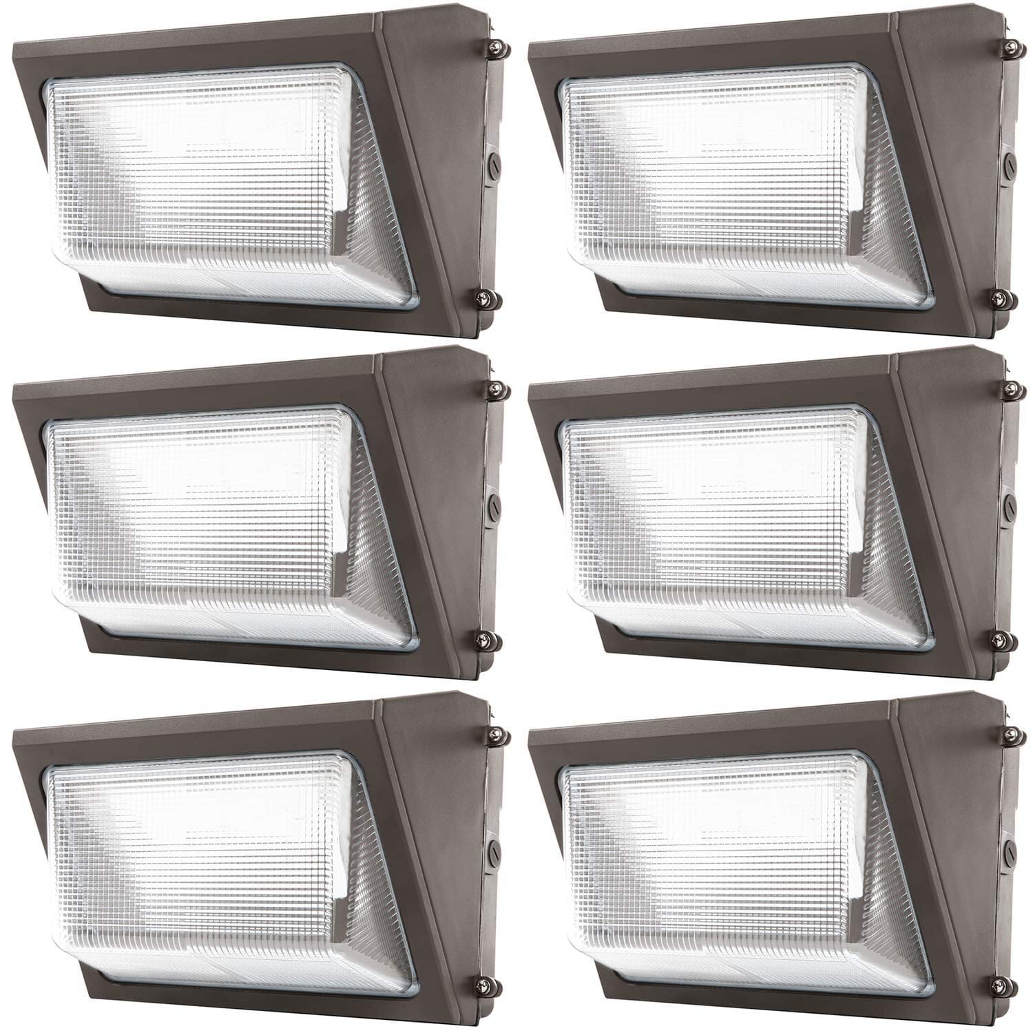 Sunco Lighting LED Wall Pack Light Outdoor 80W Commercial Grade Outside Security Warehouse Parking Lot Lighting, Daylight 5000K, 7600 LM HID Replacement, 120-277V Hard Wired, Waterproof, ETL 6 Pack