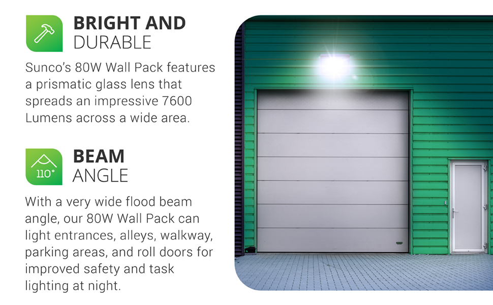 Sunco Lighting 2 Pack 80W LED Wall Pack