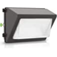 100W Glass Cover Outdoor Lights for House Dusk to Dawn Wall 5000K Daylight Sensor ETL DLC 120-277V 13000LM IP65 Photocell Commercial Lighting Waterproof