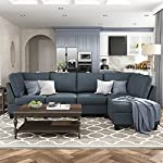 HONBAY Convertible Sectional Sofa, L Shape Sectional Couch with Reversible Chaise, 4 Seat Sectional Sofa for Living Room, Blue