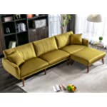 JOMEED Convertible Sectional Sofa Bed, Modern Oversized Velvet Fabric L-Shaped Couch with Adjustable Backrest for Living Room, Apartment