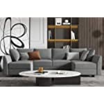 HONBAY Reversible Sectional Couch U-Shaped Sofa with Modern Fabric Modular Sectional Sofa with Chaises, Grey