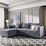 HONBAY Reversible Sectional Sofa Couch with Chaise L Shape Couch Modern Modular Sofa for Living Room, Bluish Grey