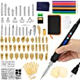 110PCS Wood Burning Kit, Professional Pyrography Kit Wood burning Tool Set DIY LCD Display Wood Burning Pen Burner Adjustable Temperature for Embossing Carving Soldering Tips