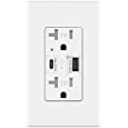 USB C Outlet PD 24W Power Delivery Receptacle 4.8A, Receptacle in-Wall Charger with 20 Amp, 125 Volt Tamper-Resistant Outlet, White Not for laptops (USB c PD 1pack)