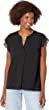 Calvin Klein Women's Petite Essential Light Weight Stretch Crepe V-Neck Shirt