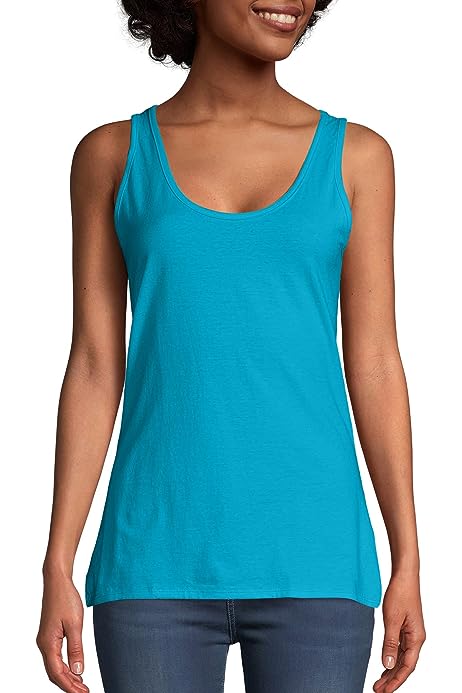 Women's Scoopneck Cotton Jersey Tank, Classic Cotton Tank Top, Lightweight Cotton Tank for Women