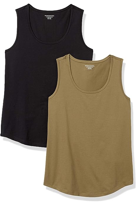 Women's Classic-Fit 100% Cotton Sleeveless Tank Top, Pack of 2