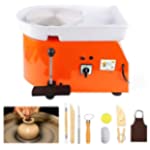 Tekchic Pottery Wheel Machine 25CM 350W Electric Pottery DIY Clay Tool with Foot Pedal - Orange