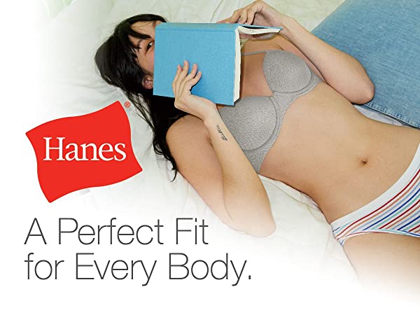 A Perfect Fit for Every Body, showing a woman in a Hanes underwear set holding a book